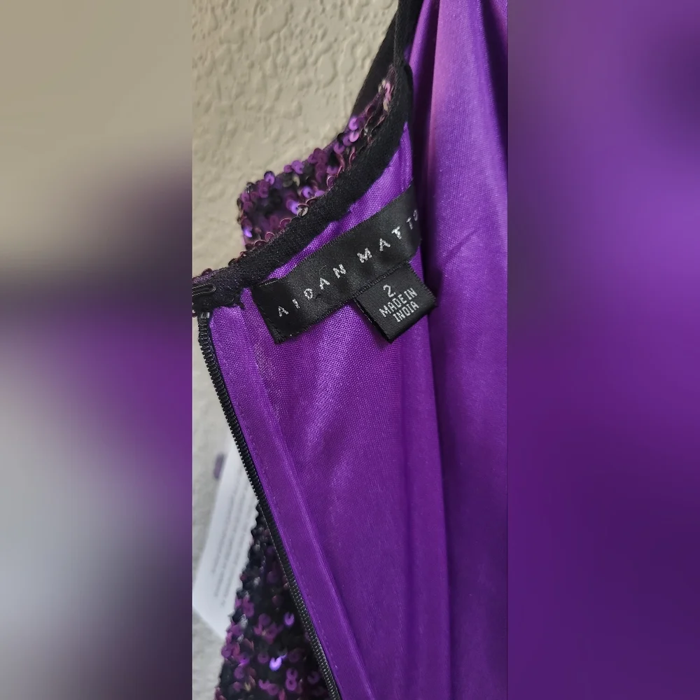 AIDAN MATTOX SEQUIN SPAGHETTI STRAPS PROM  DRESS  Size 2 NWT - Picture 4 of 11